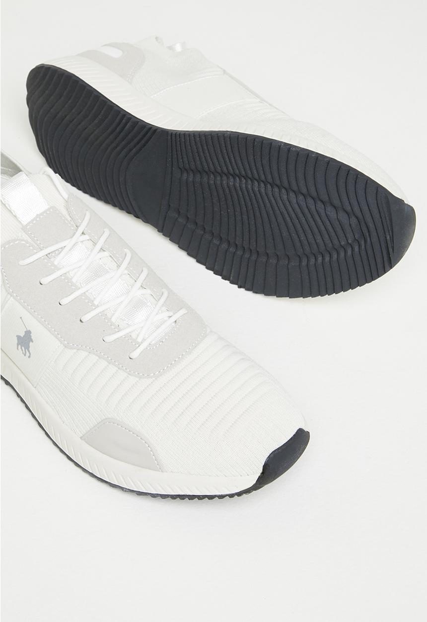 POLO - Side flash knit sneaker - off white