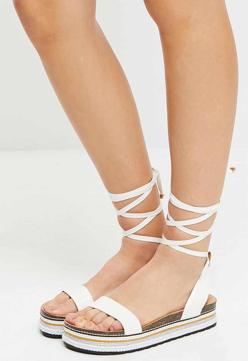 Miss Black - Prima2 flatform espadrille sandal - white