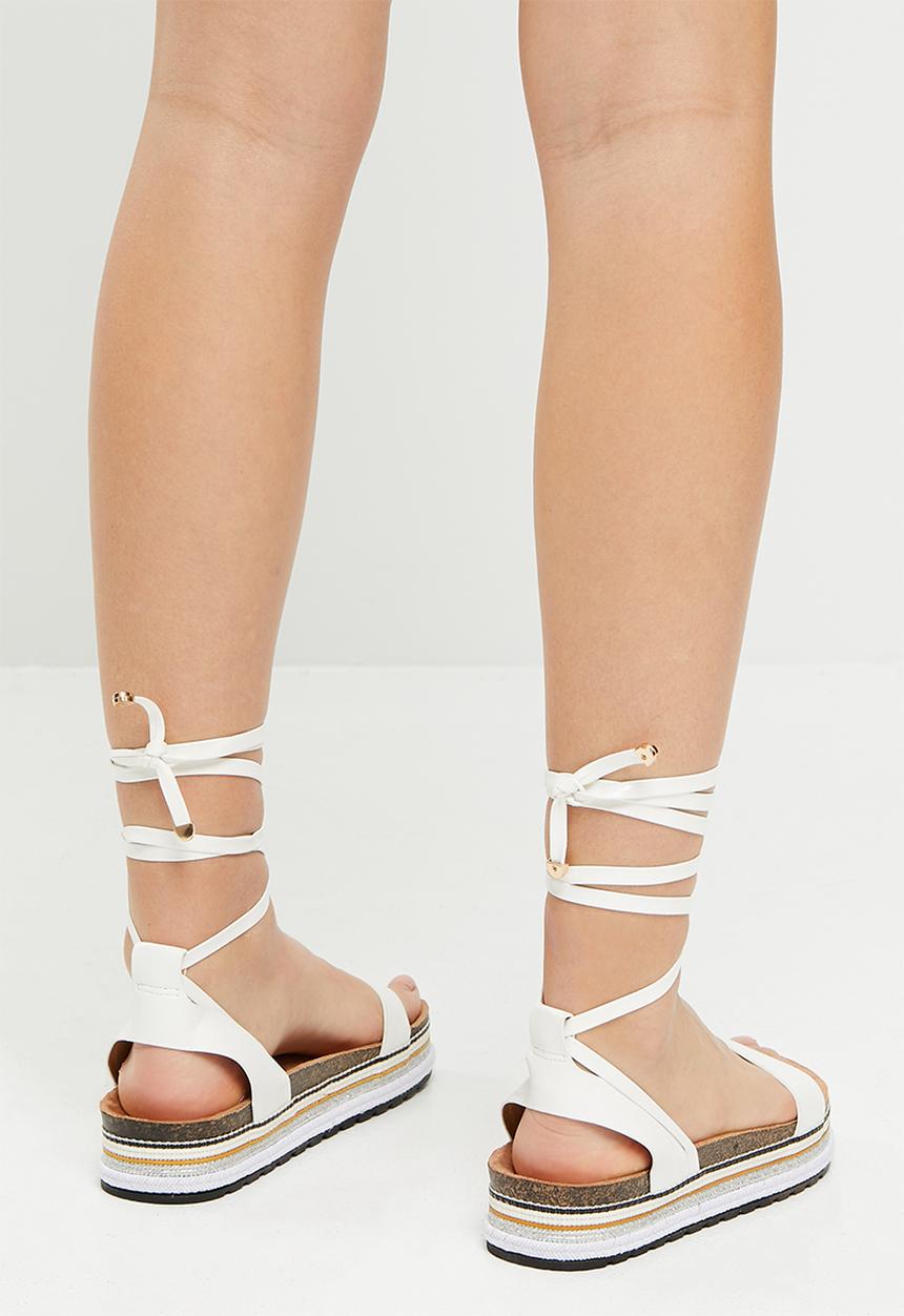 Miss Black - Prima2 flatform espadrille sandal - white