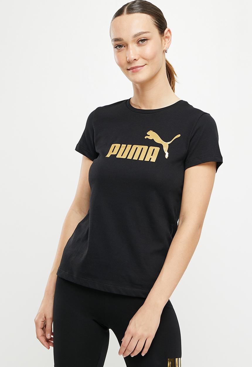 PUMA - Ess+ metallic logo tee w - puma black-gold foil