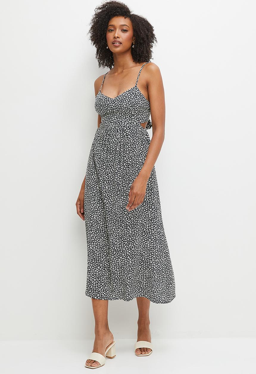 MILLA - Cami cut out empire dress - black & white 