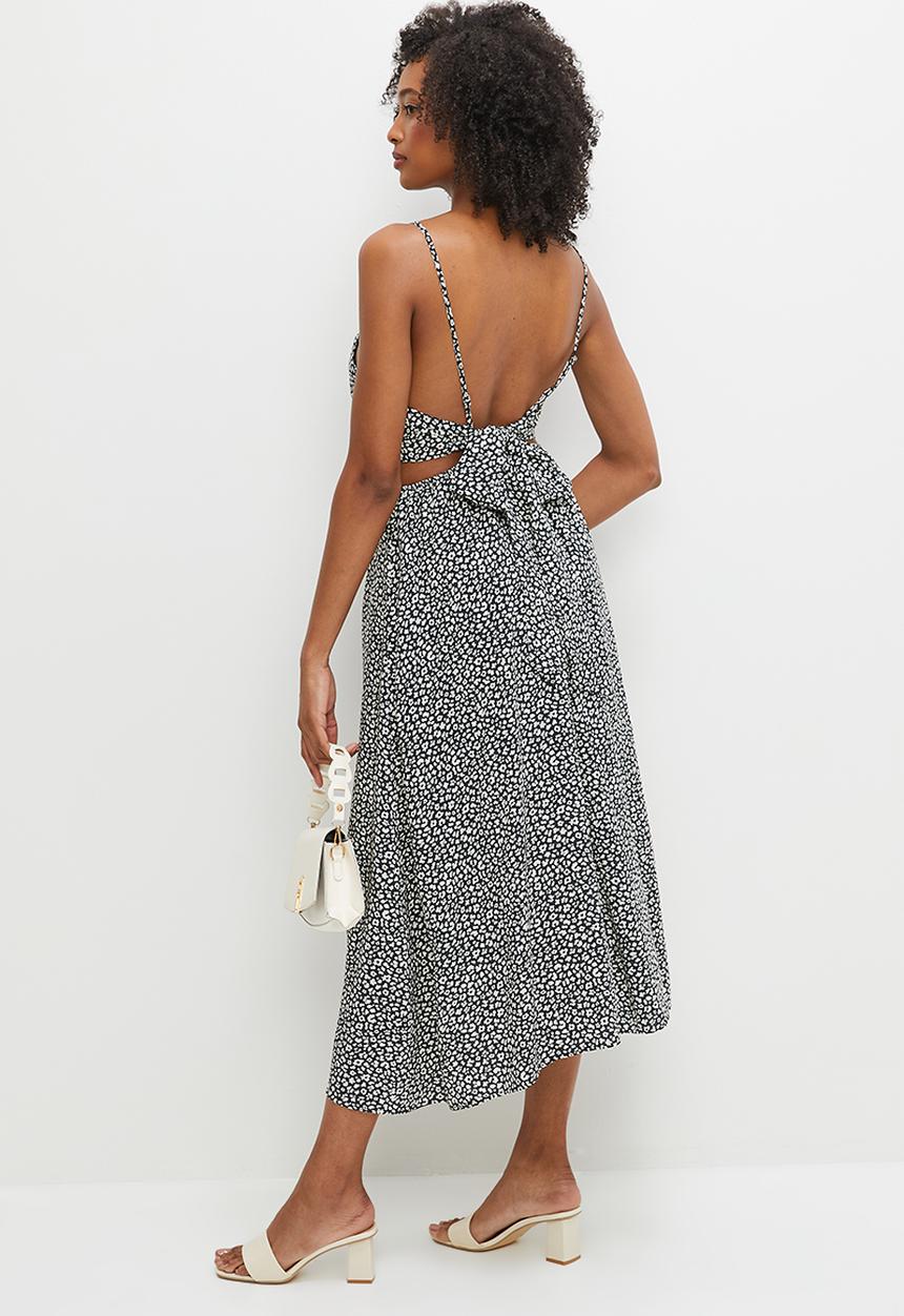 MILLA - Cami cut out empire dress - black & white 