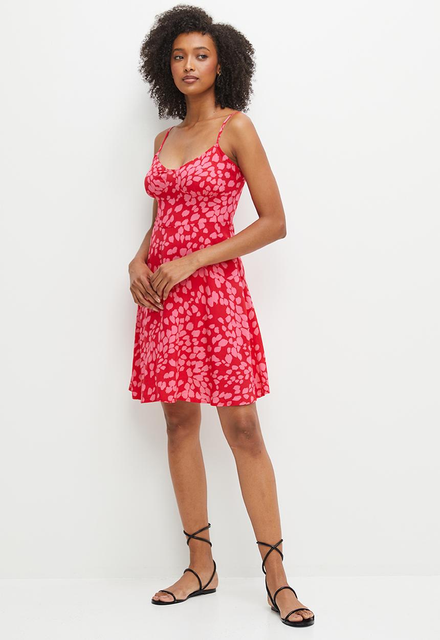 MILLA - Cami circle mini dress - pink & red