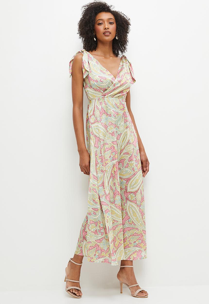 MILLA - Shoulder tie empire maxi dress - paisley print