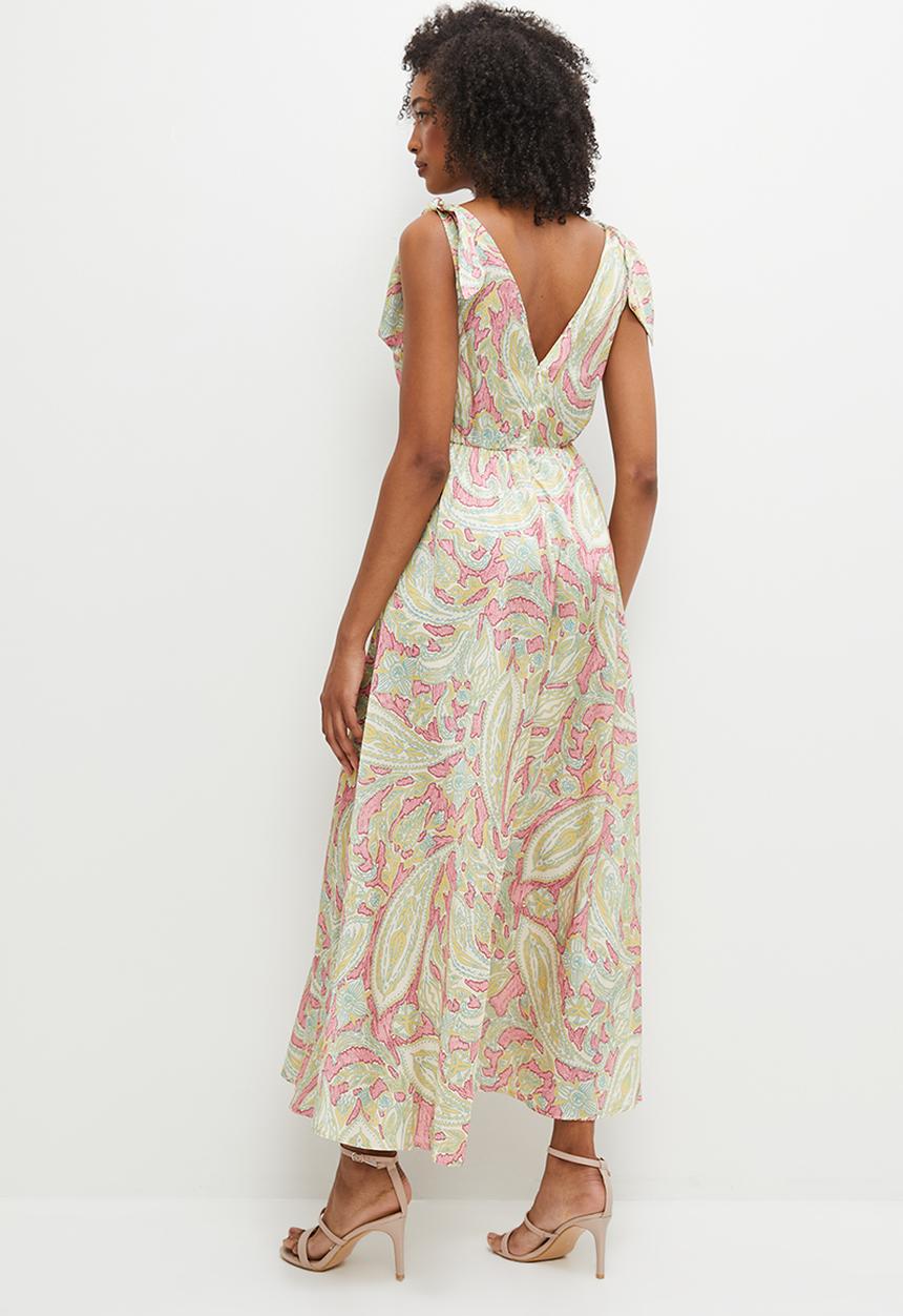 MILLA - Shoulder tie empire maxi dress - paisley print