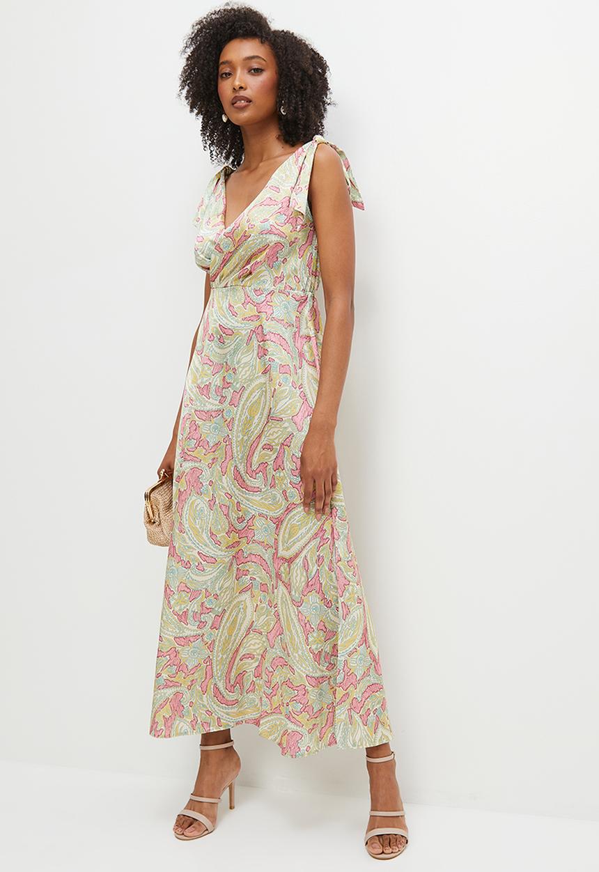 MILLA - Shoulder tie empire maxi dress - paisley print