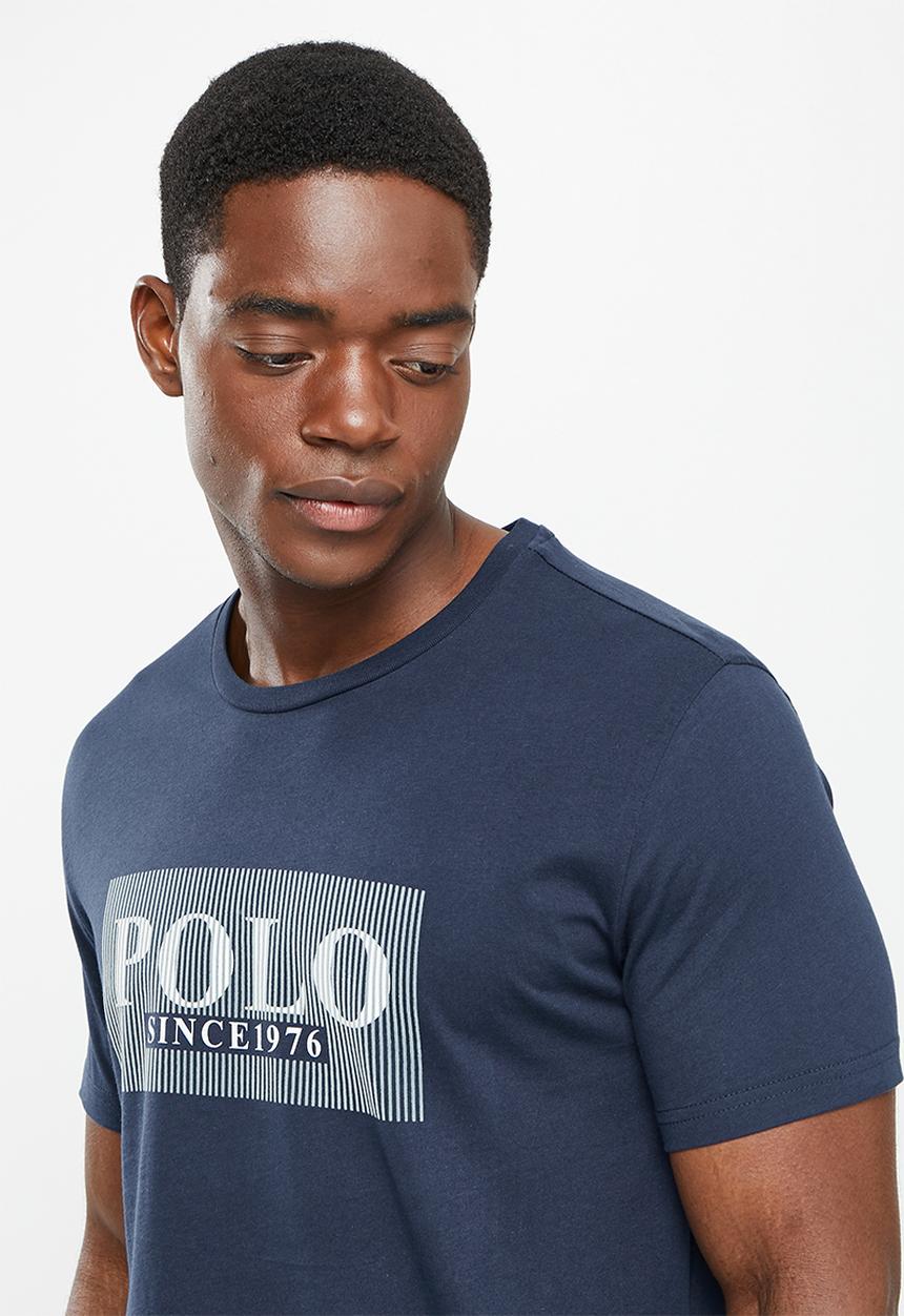 POLO - Men print flock tee - navy