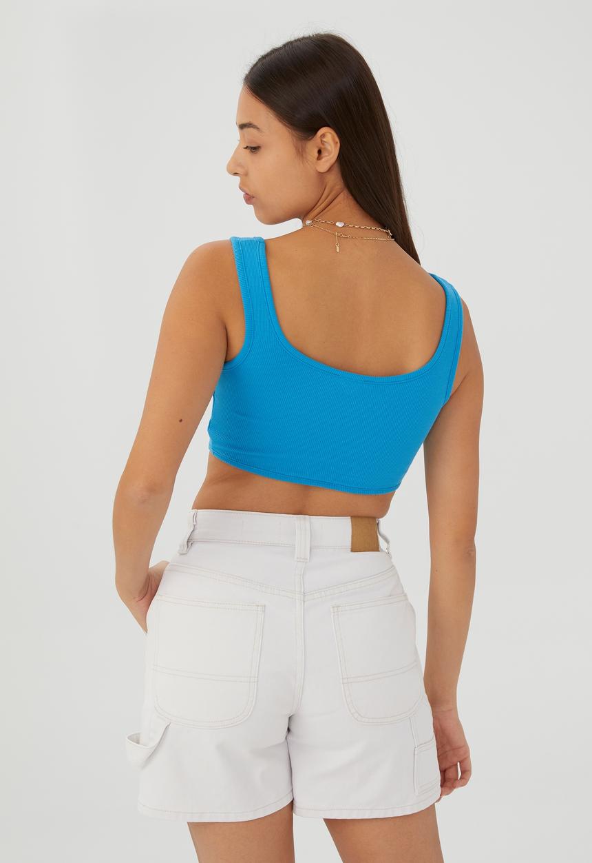 Cotton On - The organic rib micro tank - bright blue