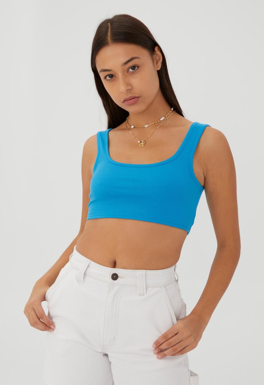 Cotton On - The organic rib micro tank - bright blue