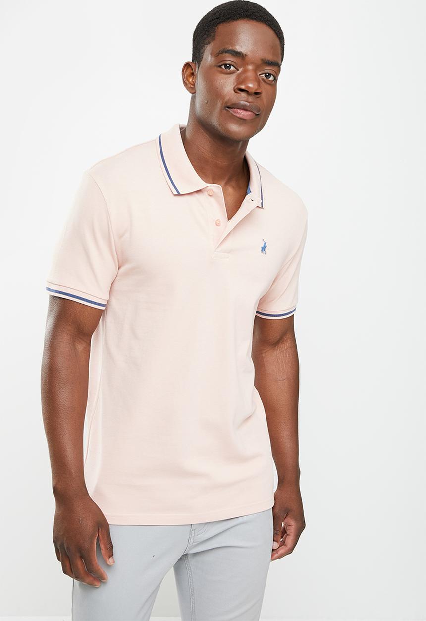 POLO - Men tipped pique short sleeve golfer - pink