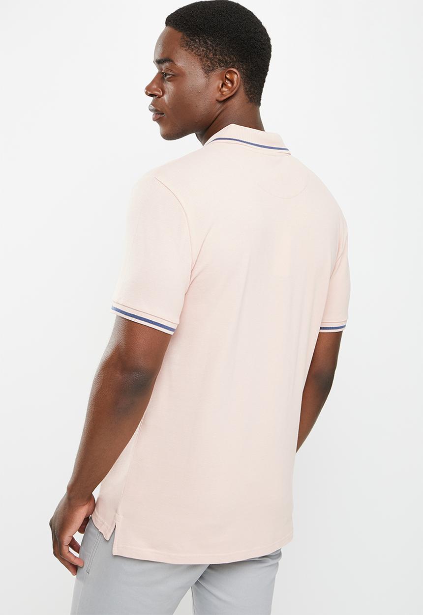 POLO - Men tipped pique short sleeve golfer - pink