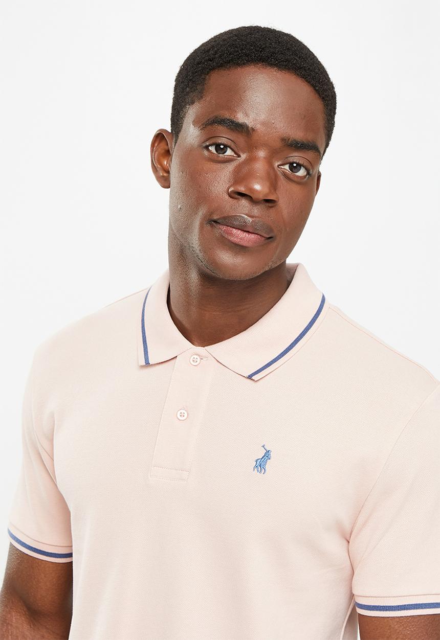POLO - Men tipped pique short sleeve golfer - pink
