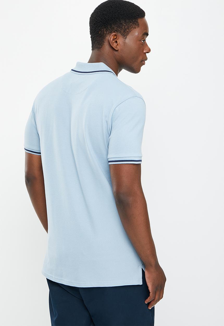 POLO - Men tipped pique short sleeve golfer - blue