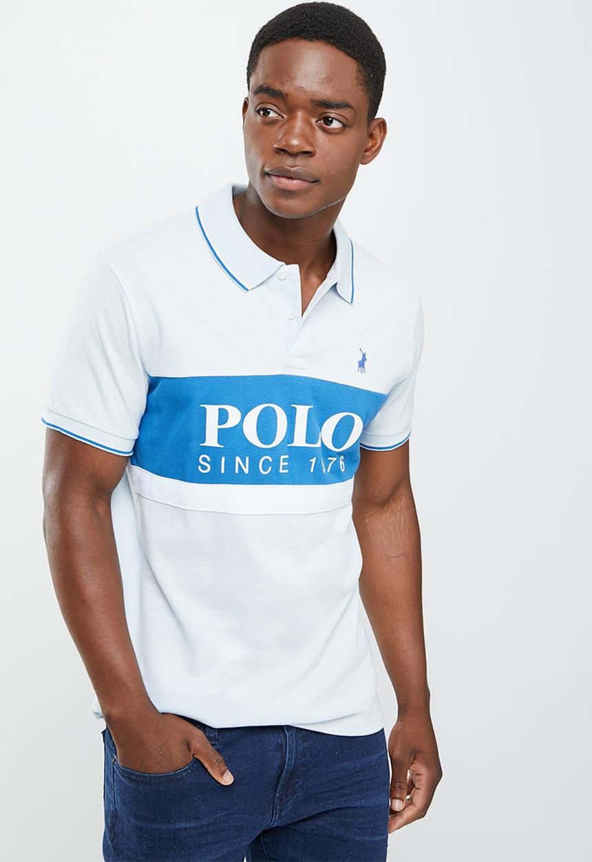 POLO - Men colour blocked logo golfer - blue