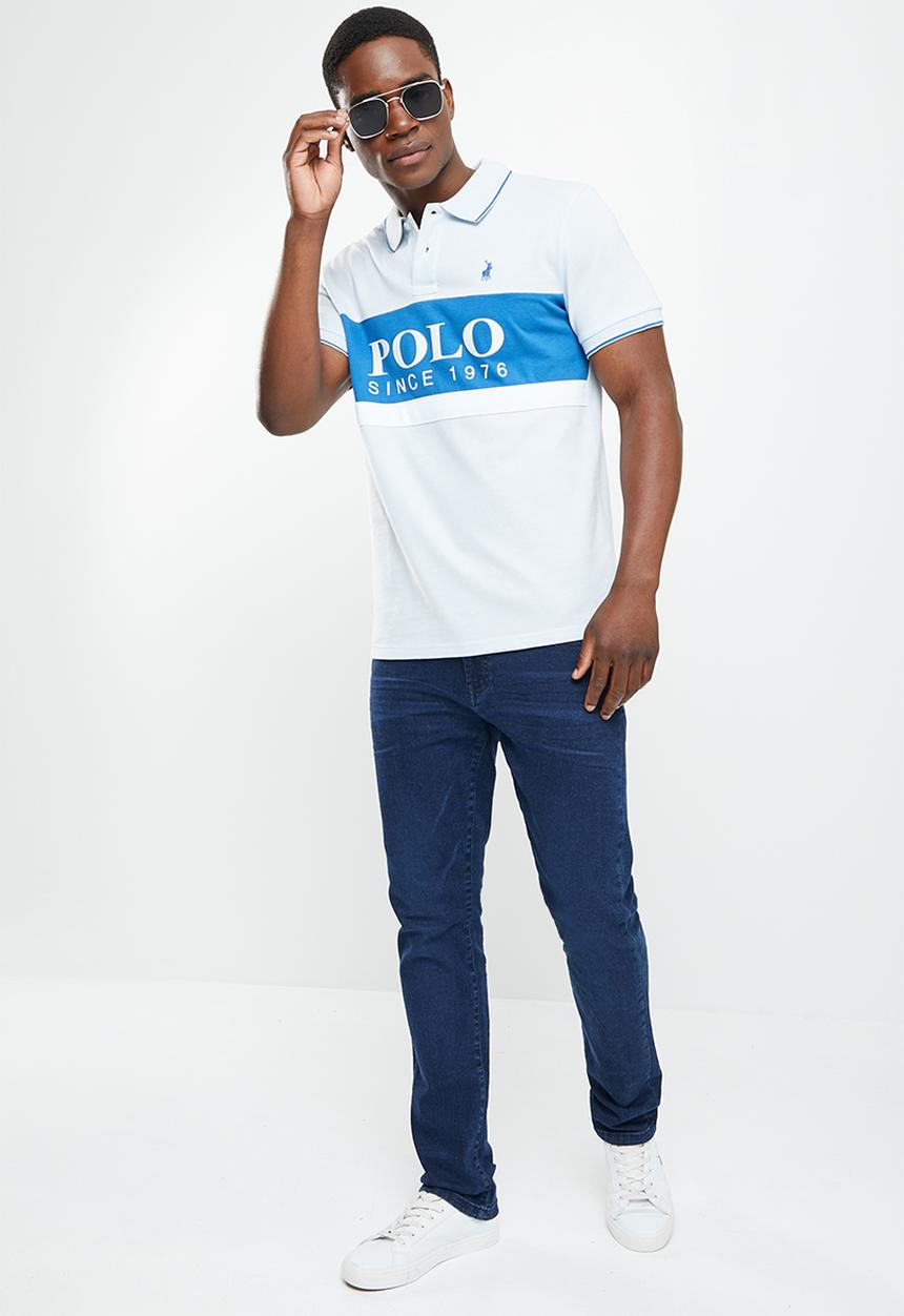 POLO - Men colour blocked logo golfer - blue