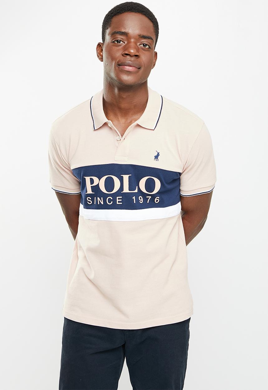 POLO - Men colour blocked logo golfer - pink