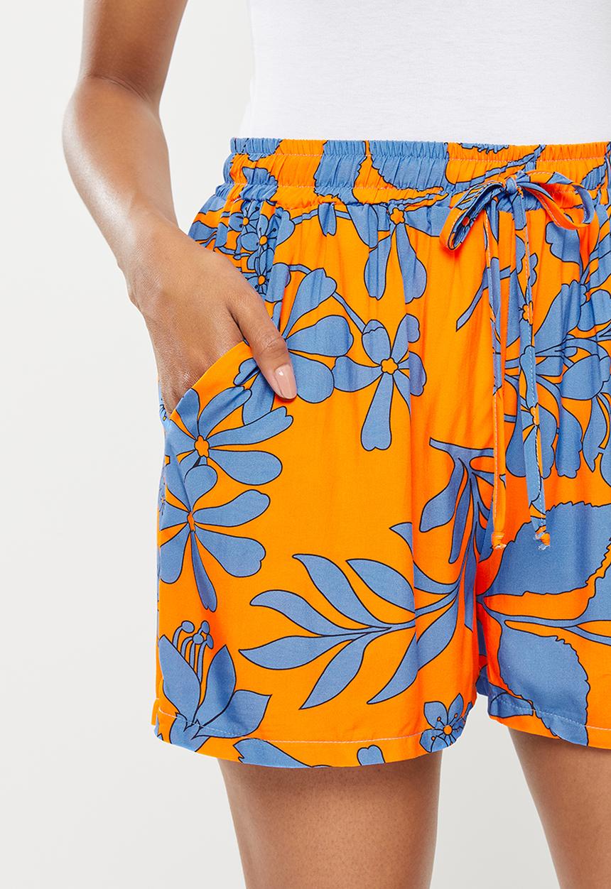 Me&B - Elasticated shorts - orange blue floral