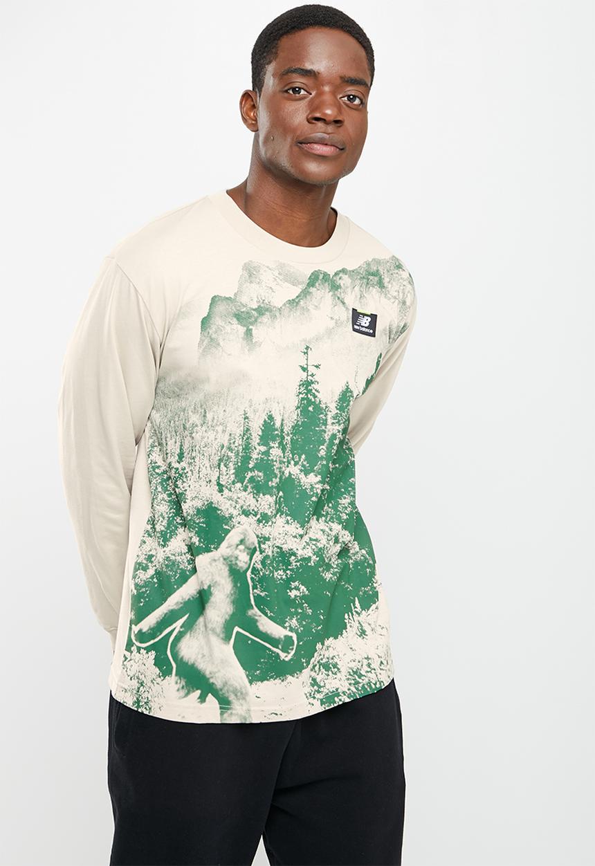 New Balance  - Nb at graphic long sleeve - timberwolf