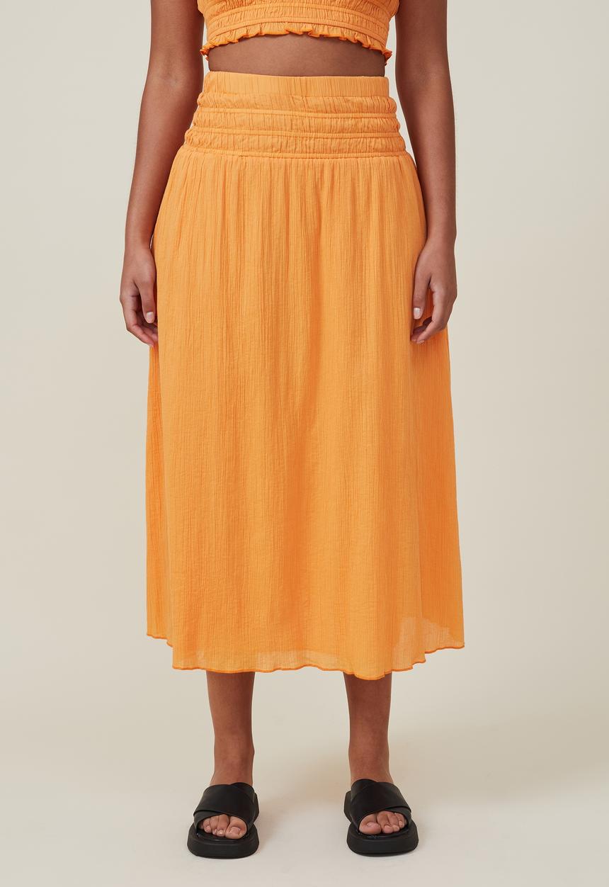 Cotton On - Sienna shirred maxi skirt - soft orange