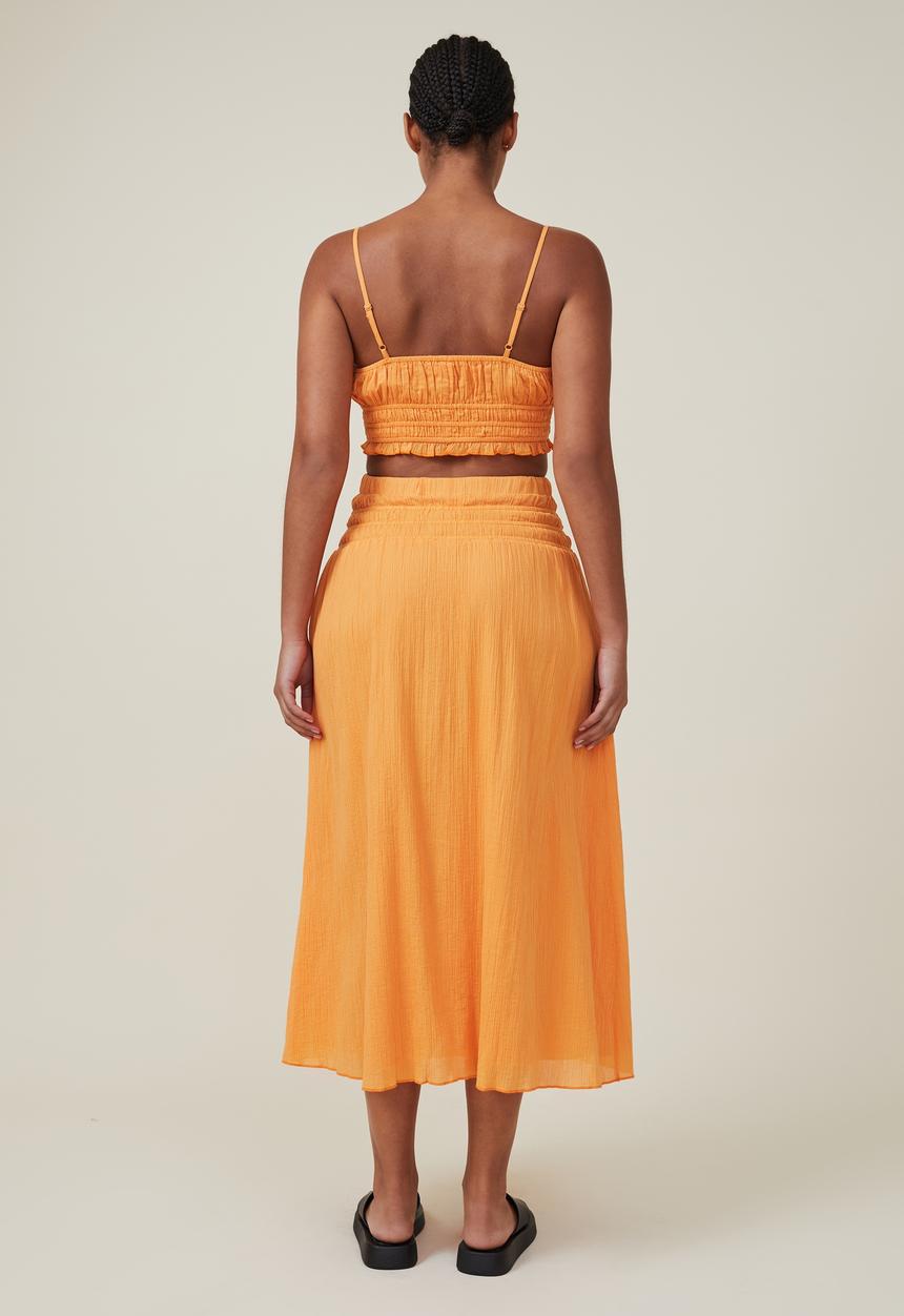 Cotton On - Sienna shirred maxi skirt - soft orange
