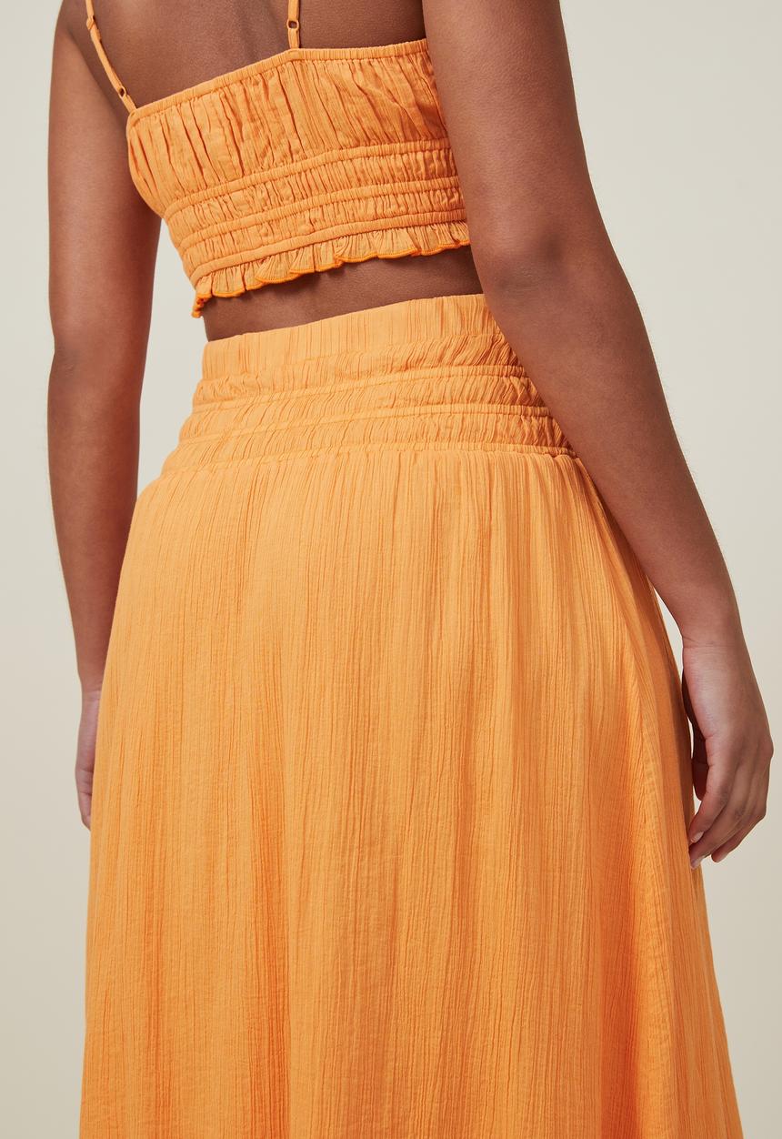 Cotton On - Sienna shirred maxi skirt - soft orange
