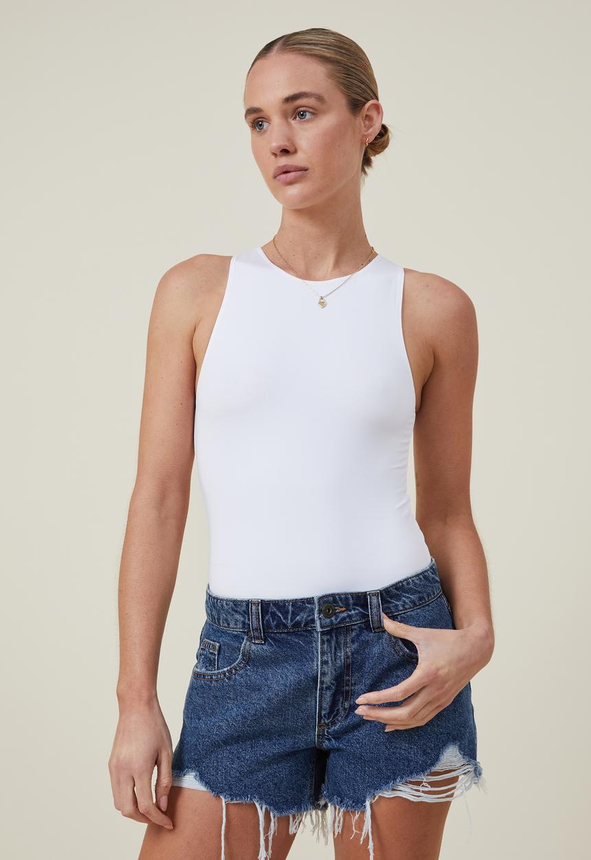 Cotton On - Sculpted high neck bodysuit - white