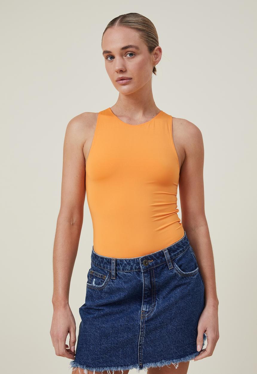 Cotton On - Sculpted high neck bodysuit - soft orange