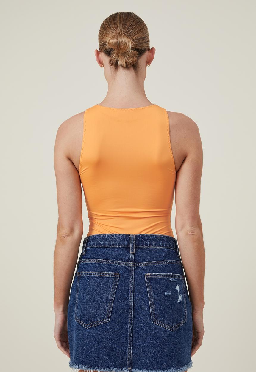 Cotton On - Sculpted high neck bodysuit - soft orange
