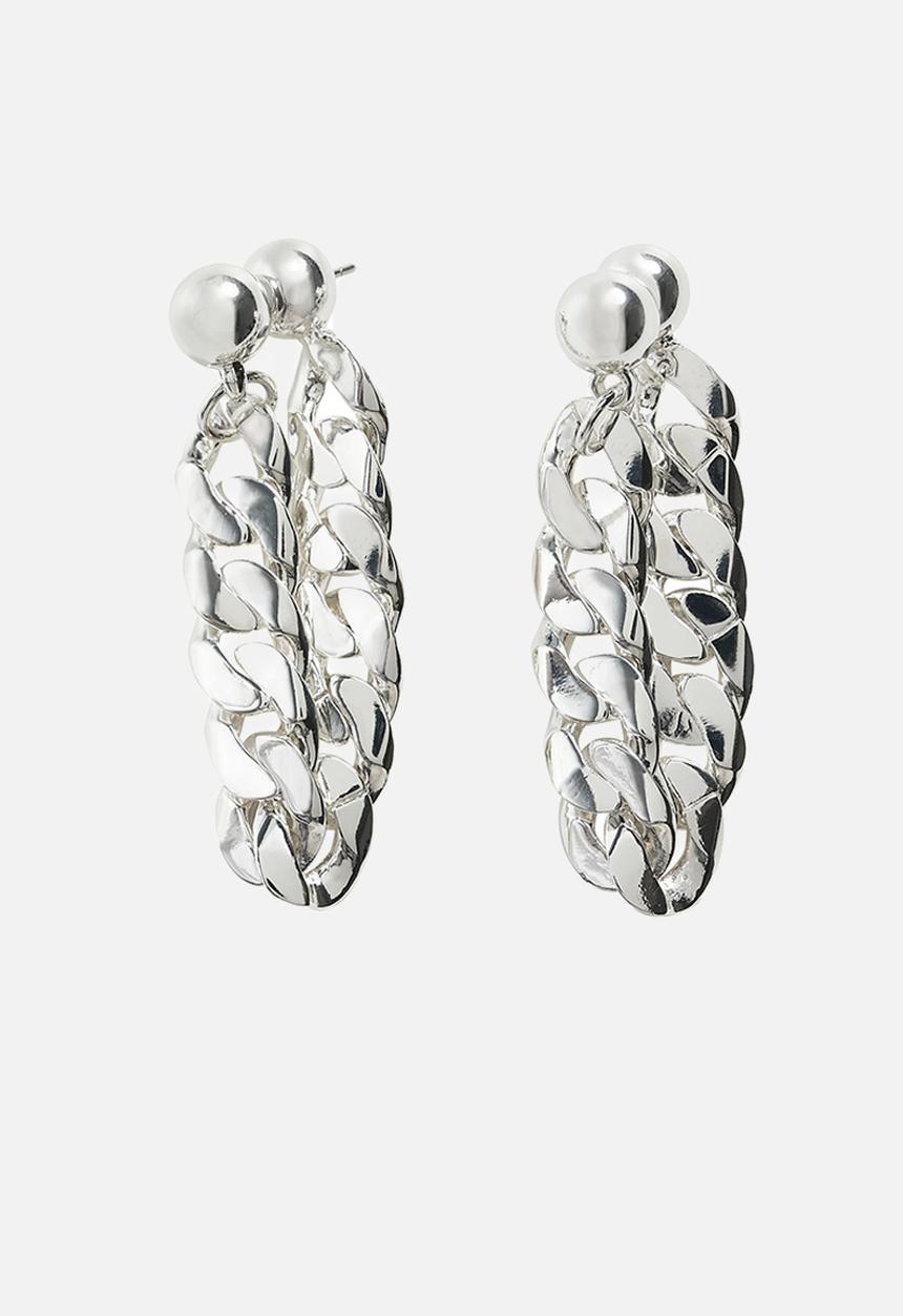 MANGO - Chain pendant earrings - silver