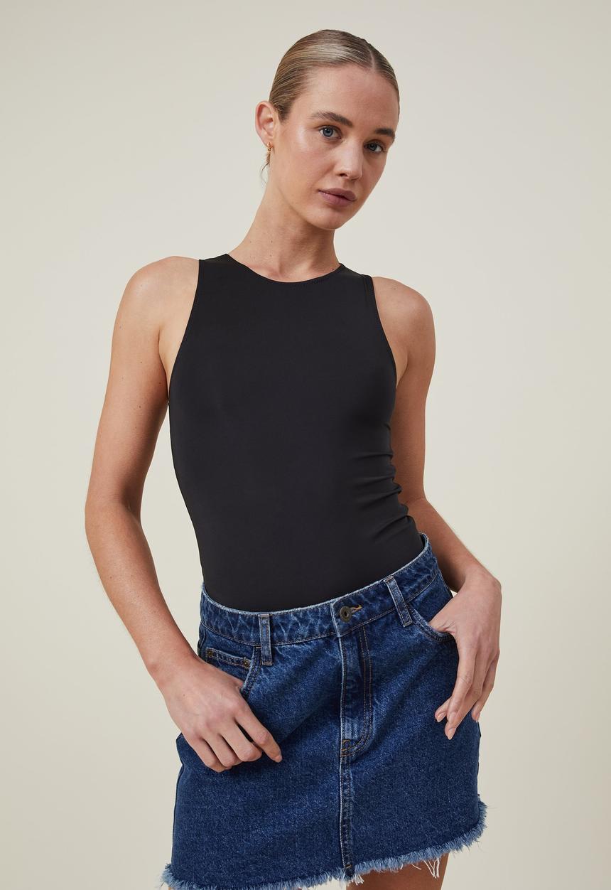 Cotton On - Sculpted high neck bodysuit - black