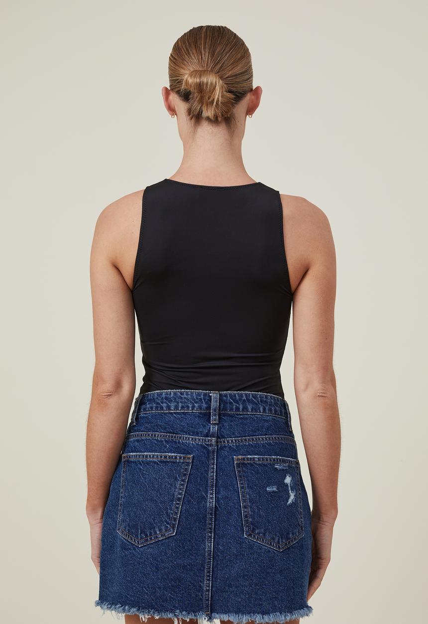 Cotton On - Sculpted high neck bodysuit - black