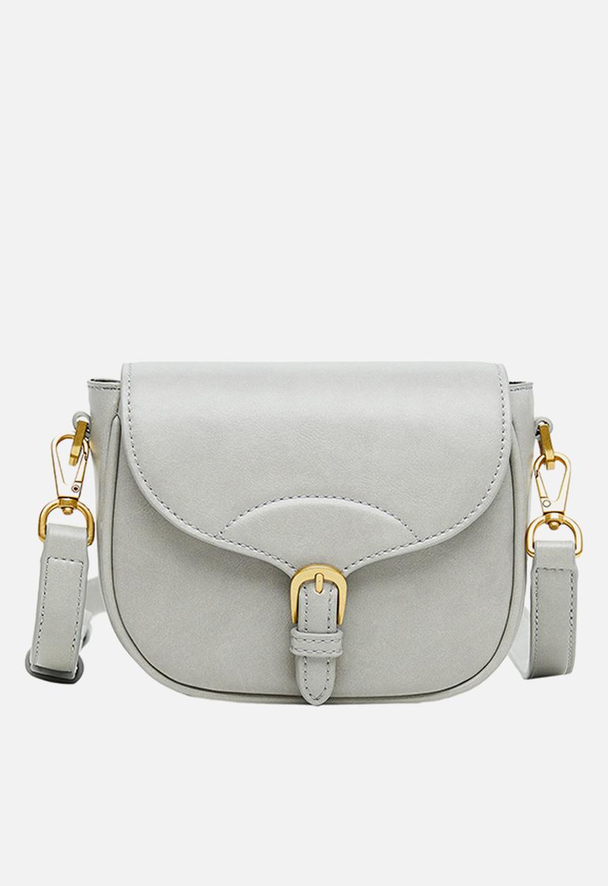 MANGO - Flap crossbody bag - light pastel grey