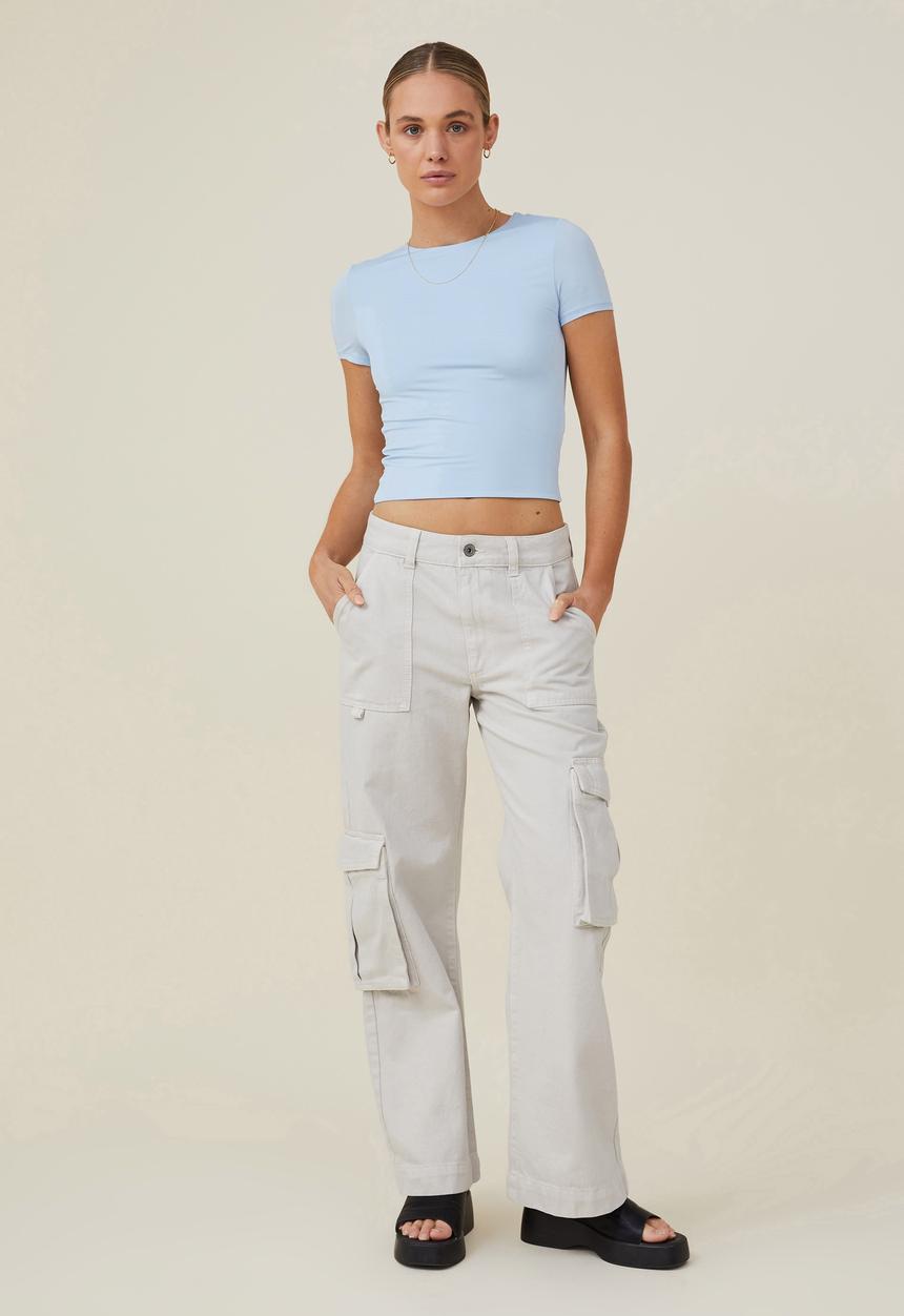Cotton On - Sculpted crew neck tee - seaside blue