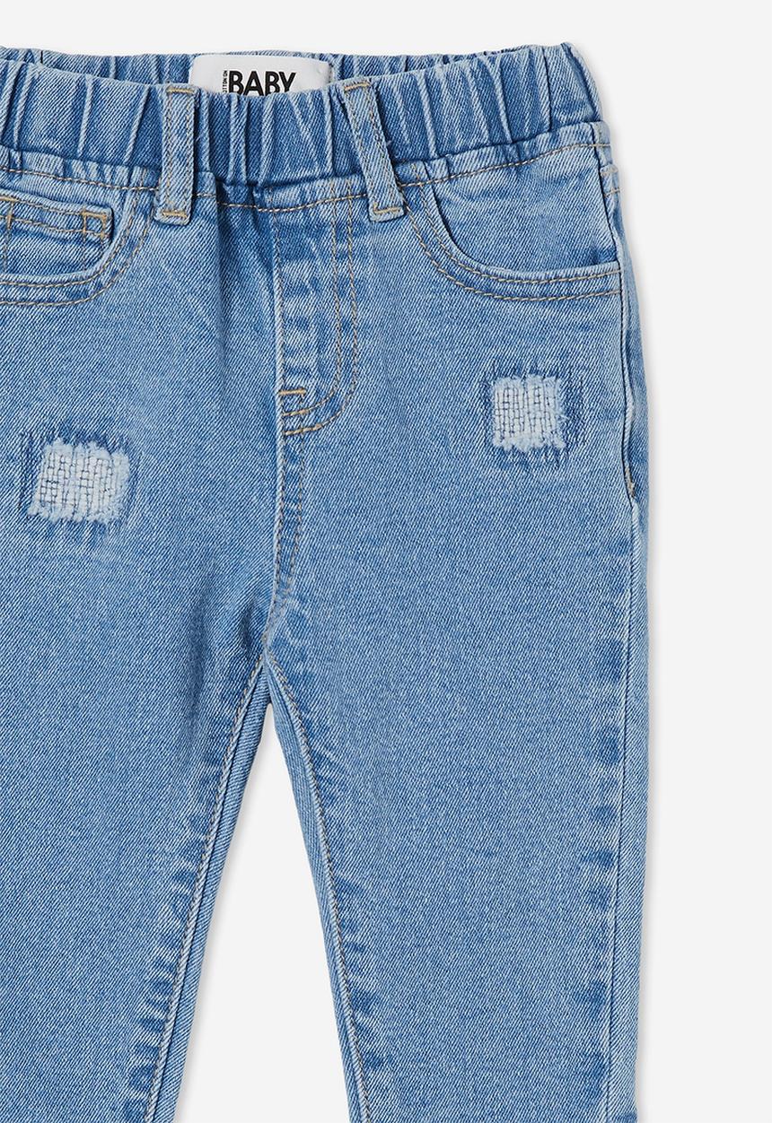 Cotton On - Baby balloon distress denim jean - byron mid blue