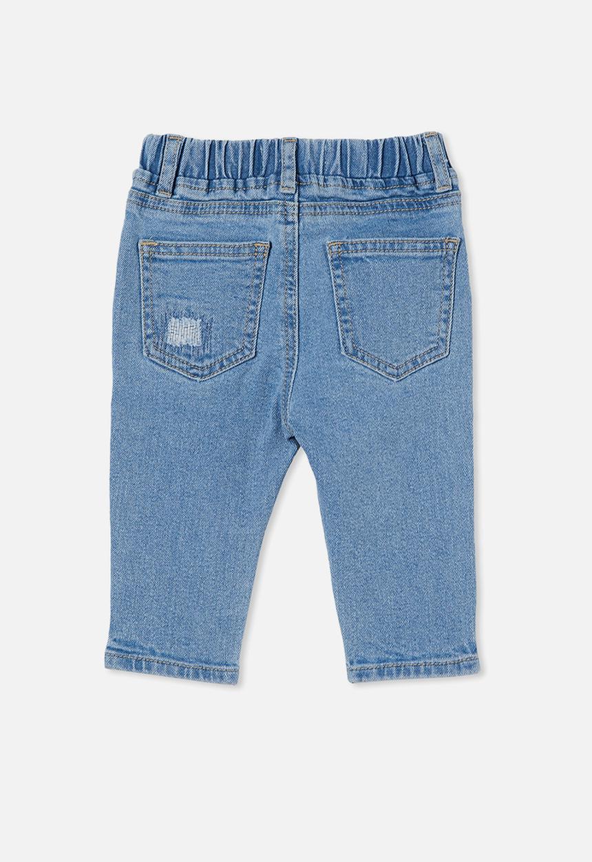 Cotton On - Baby balloon distress denim jean - byron mid blue