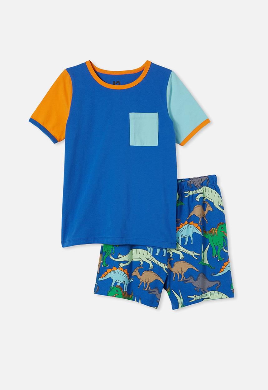 Cotton On - Felipe short sleeve pyjama set - blue punch/dino roar