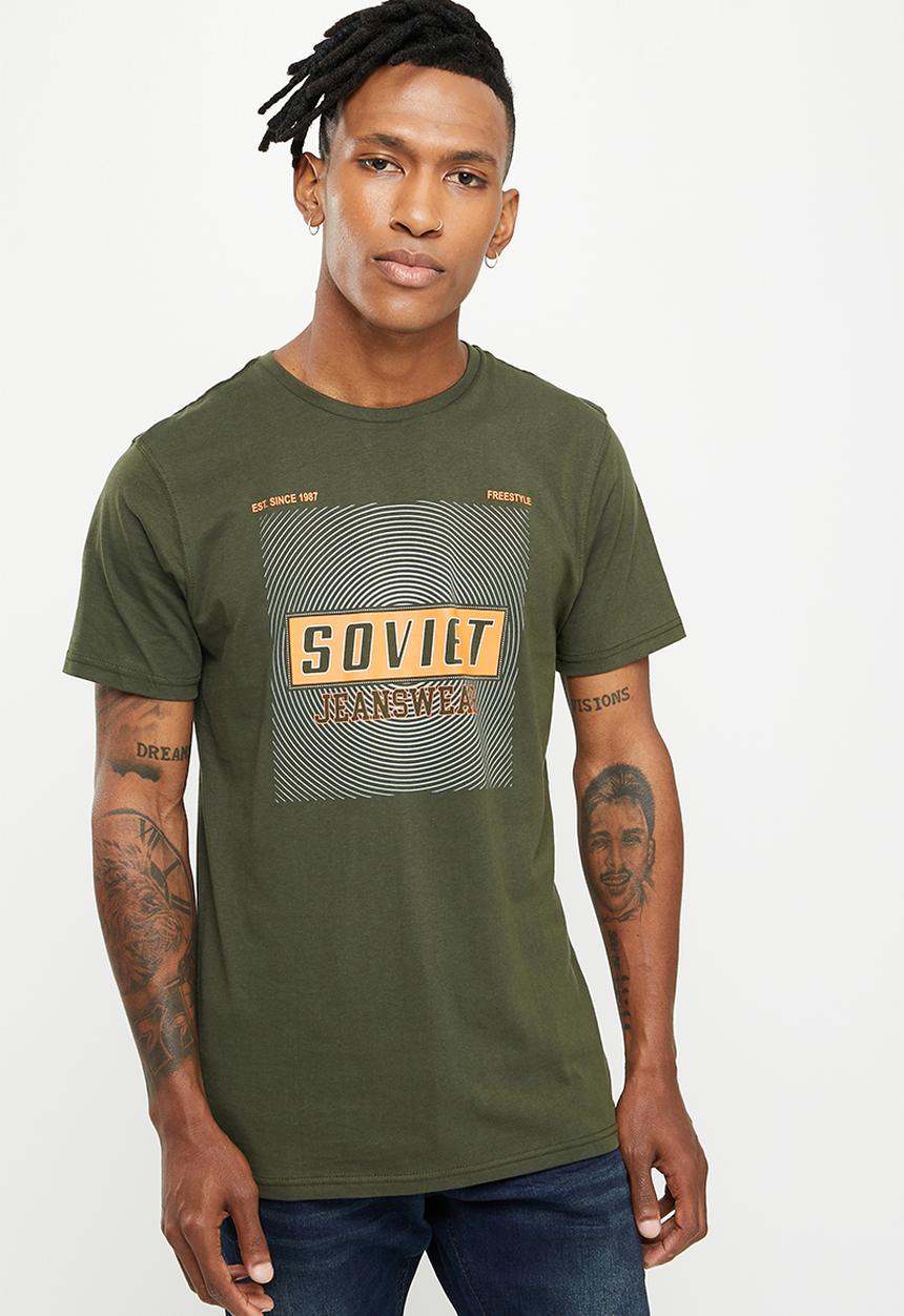 SOVIET - M maceo short sleeve logo tee - olive