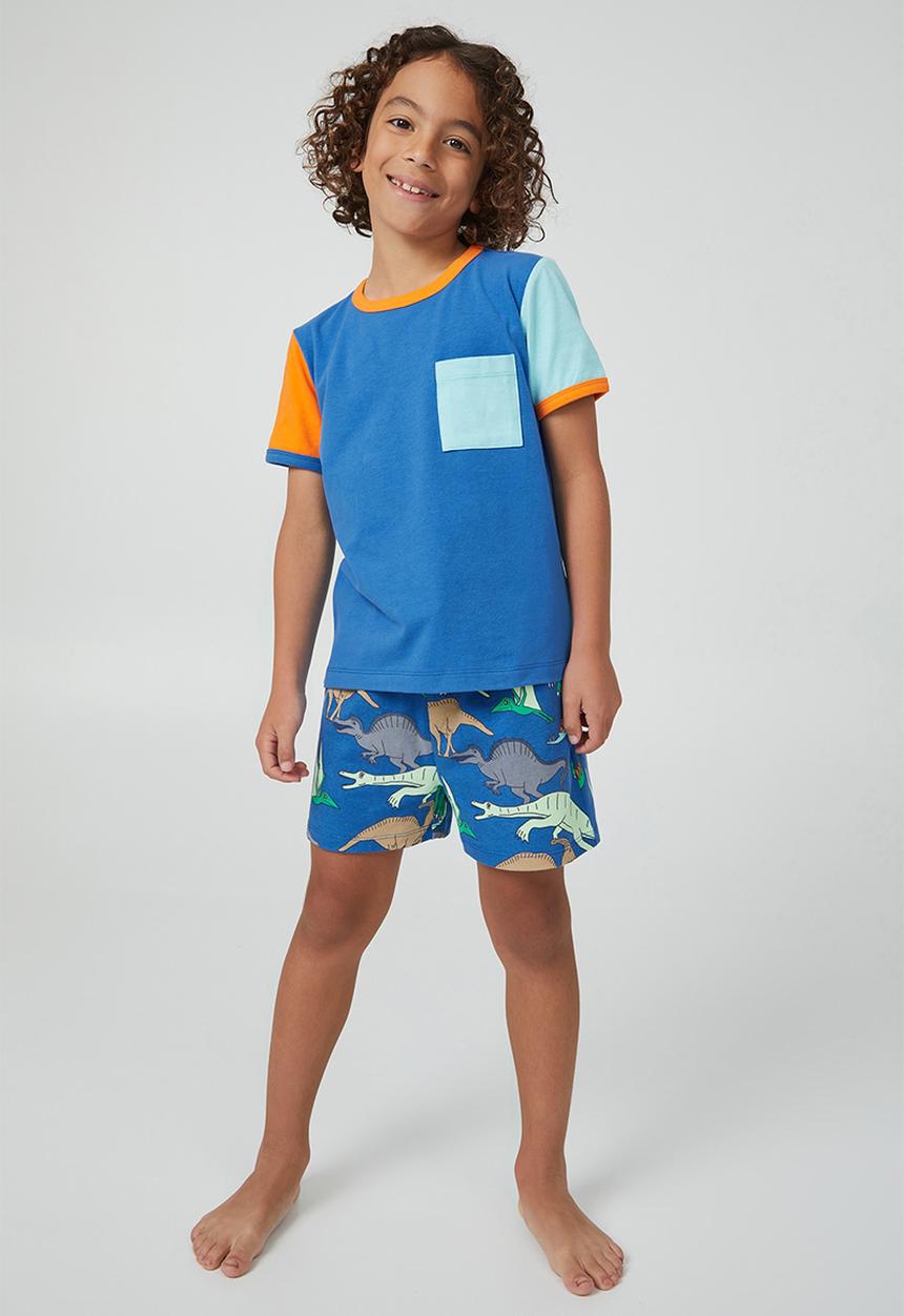 Cotton On - Felix short sleeve pyjama set - blue punch/dino roarrr