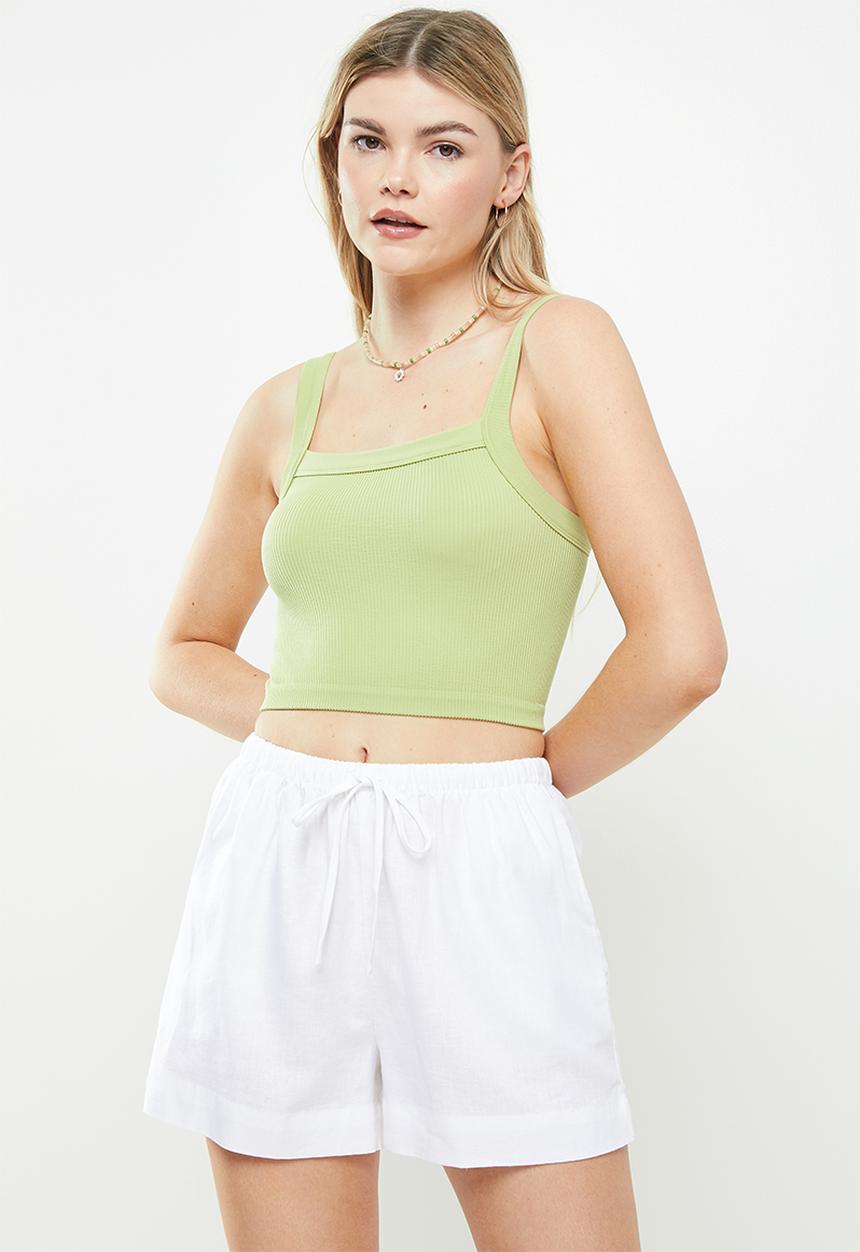 Cotton On - Seamless nelly straight neck tank - soft khaki