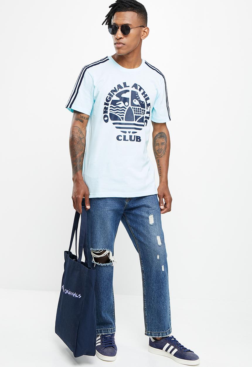 adidas Originals - Qac 3-stripe tee - almost blue & legend ink
