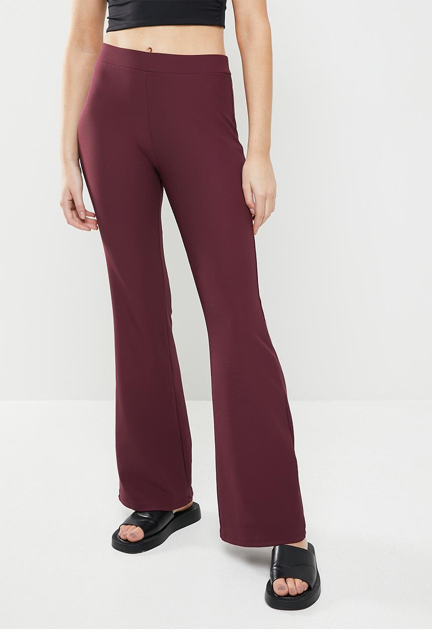 Cotton On - Rib flare pant - wine