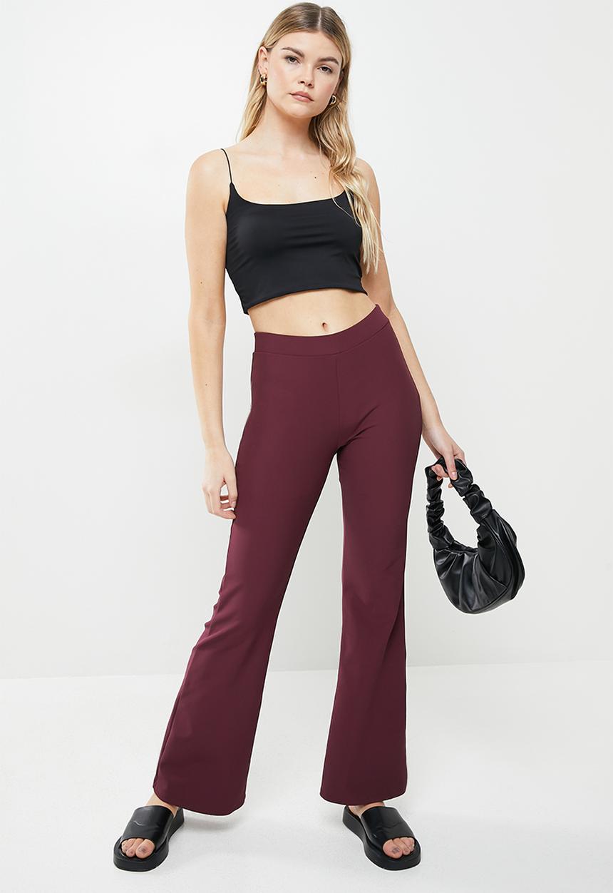 Cotton On - Rib flare pant - wine