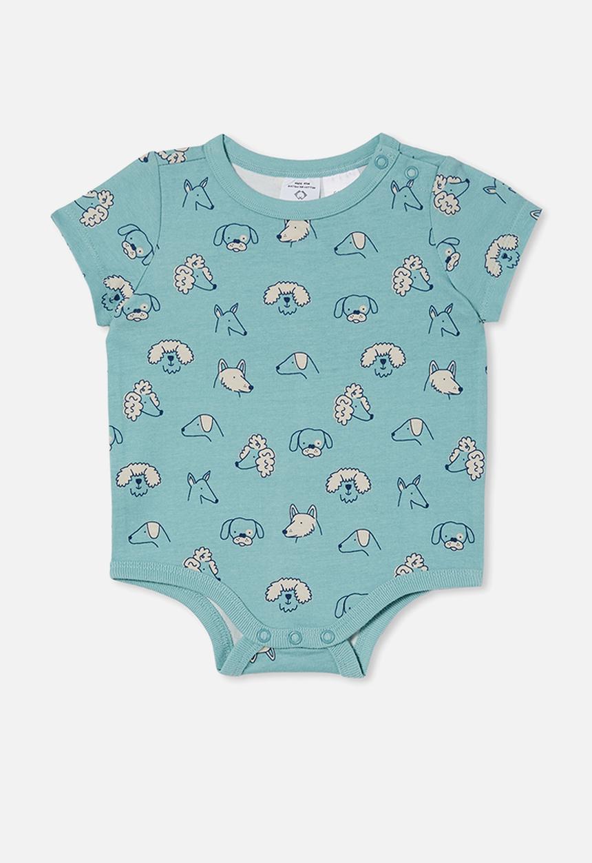Cotton On - The short sleeve bubbysuit - rusty aqua/tiny wiggy pups