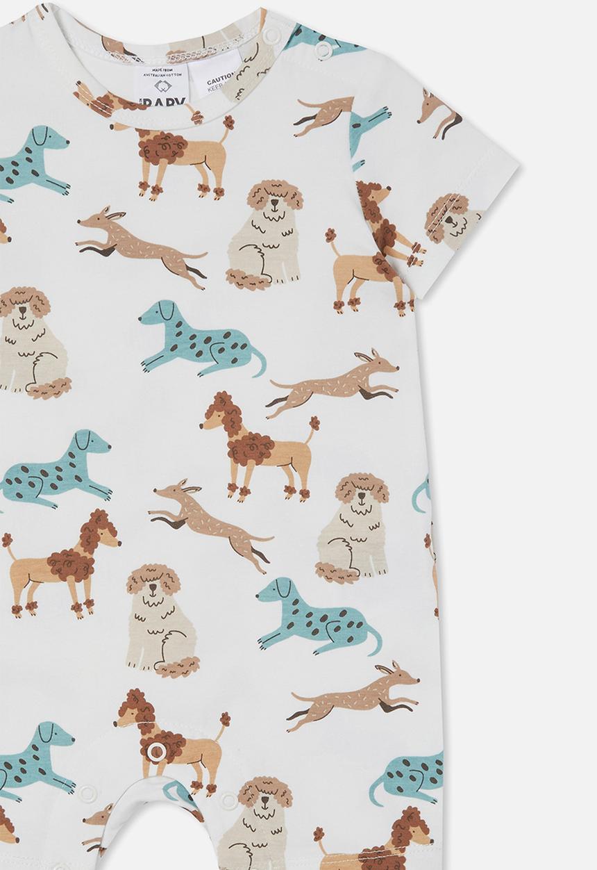Cotton On - The short sleeve romper - vanilla/scruffy doggies