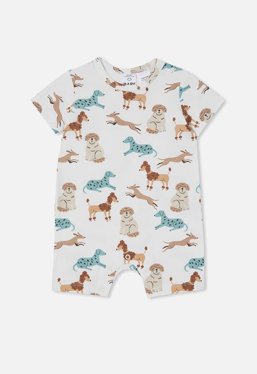 Cotton On - The short sleeve romper - vanilla/scruffy doggies