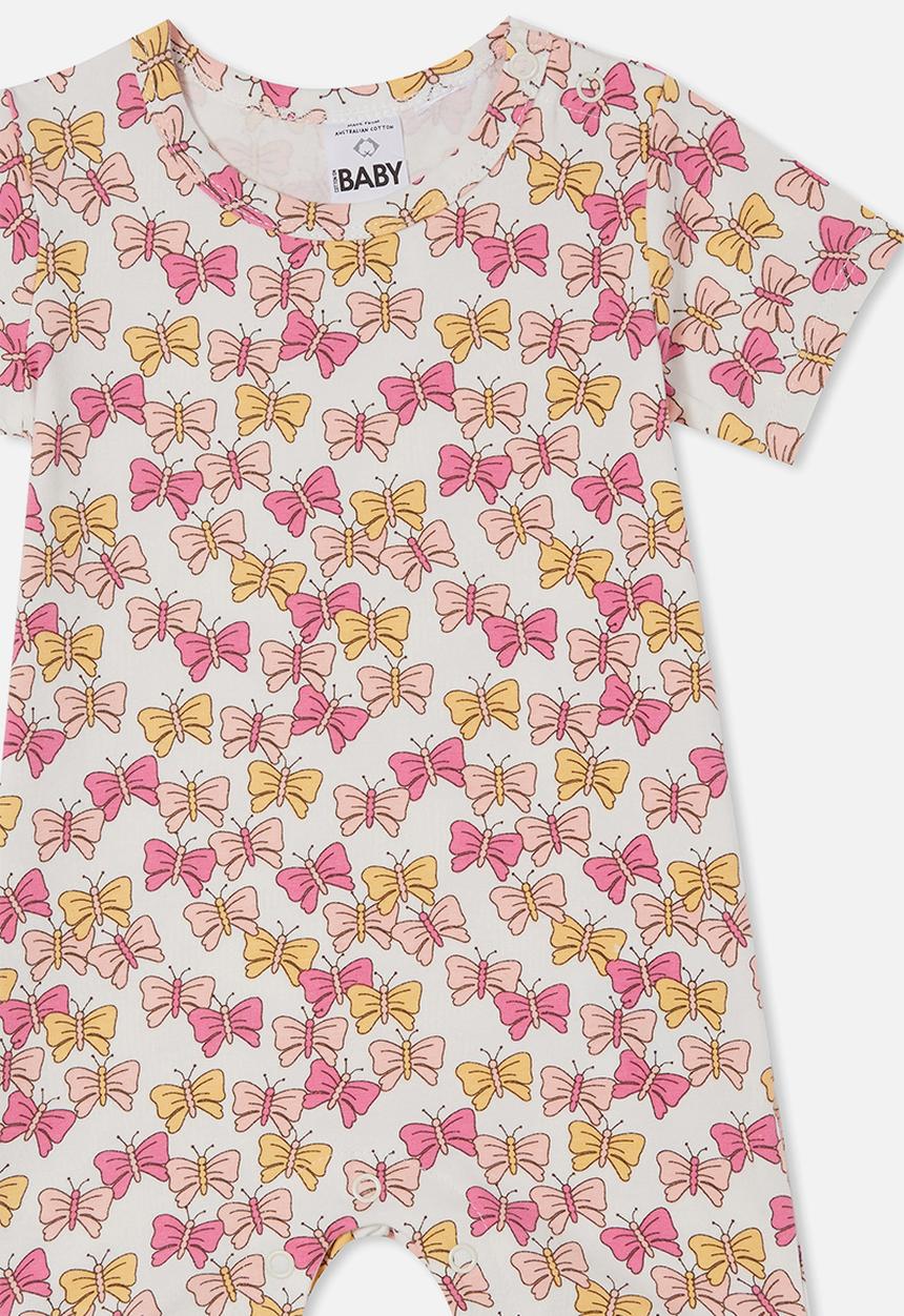 Cotton On - The short sleeve romper - vanilla/bethany butterflies