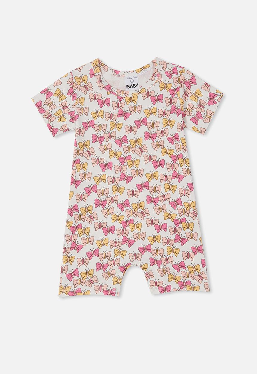 Cotton On - The short sleeve romper - vanilla/bethany butterflies