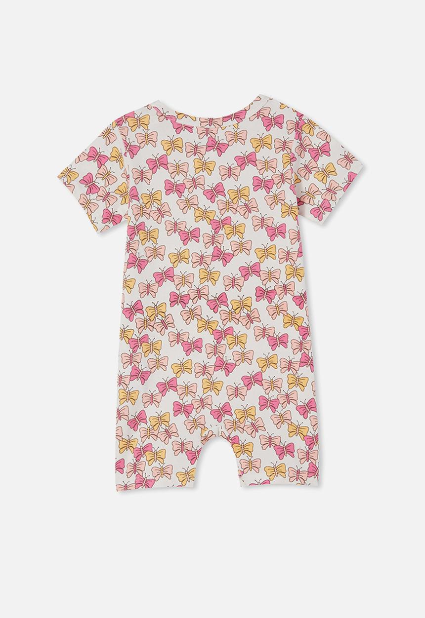 Cotton On - The short sleeve romper - vanilla/bethany butterflies