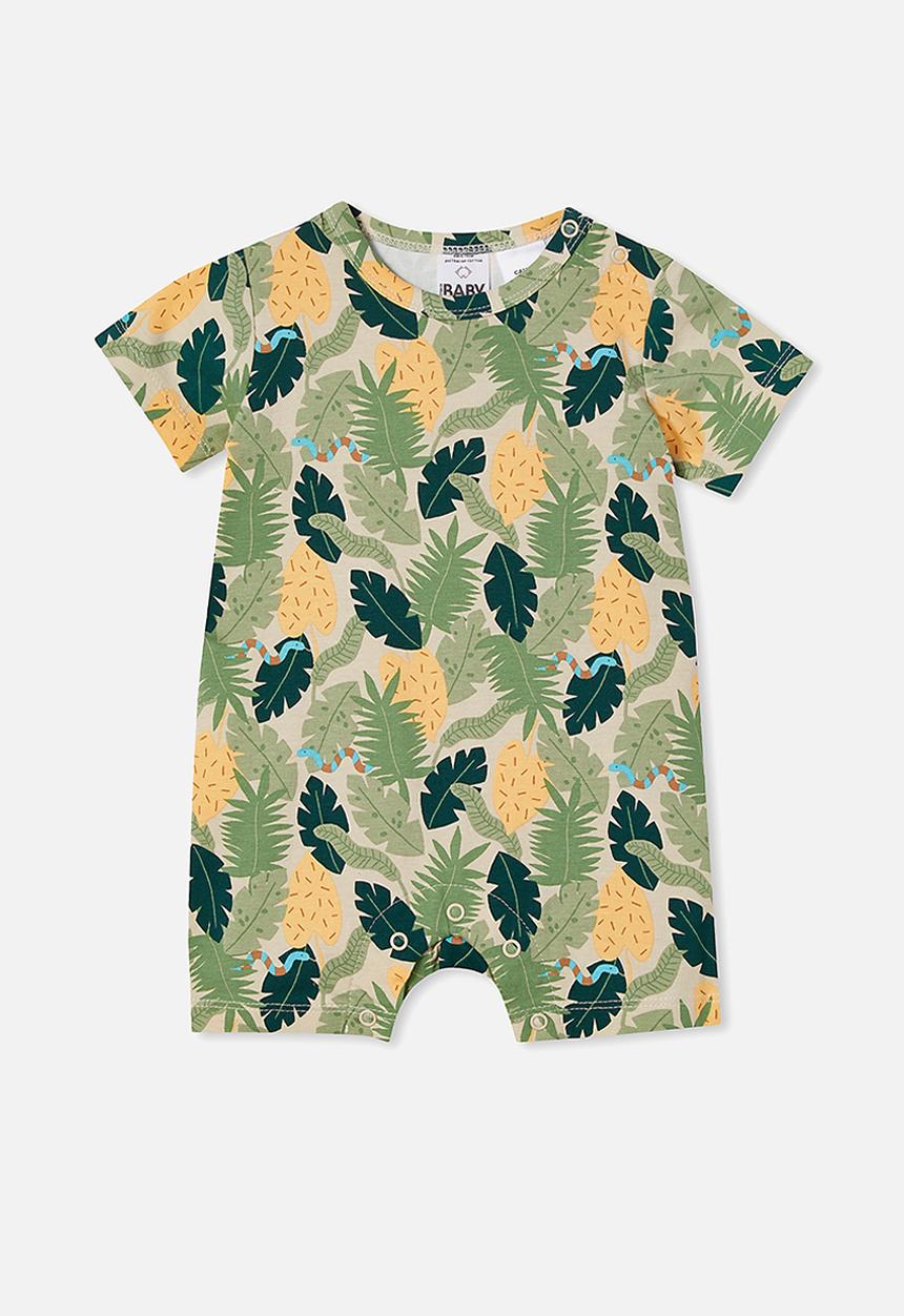 Cotton On - The short sleeve romper - rainy day/tropical steve