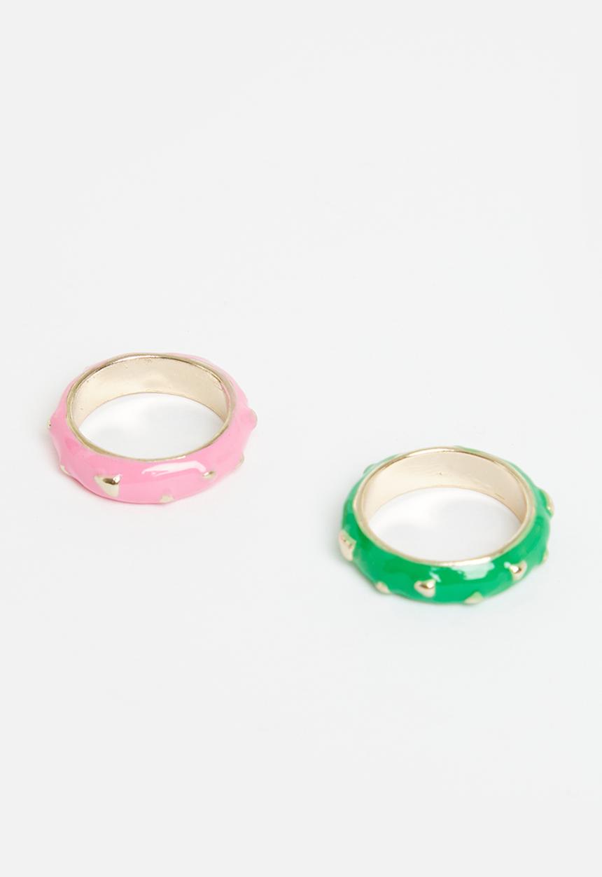 Superbalist - Chanel ring set - green & pink